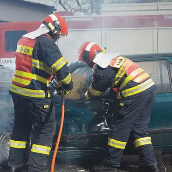 Firefighters Breaking Through Broken Vehicle